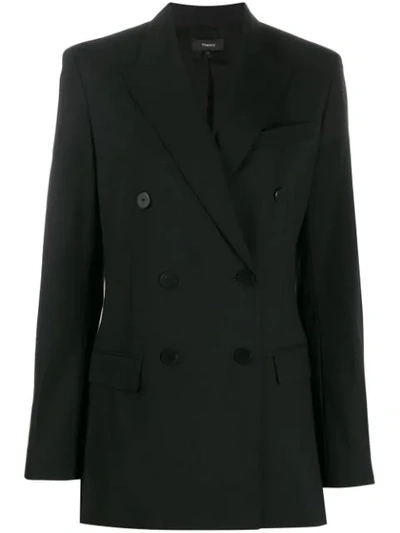 Shop Theory Double-breasted Fitted Jacket In Black