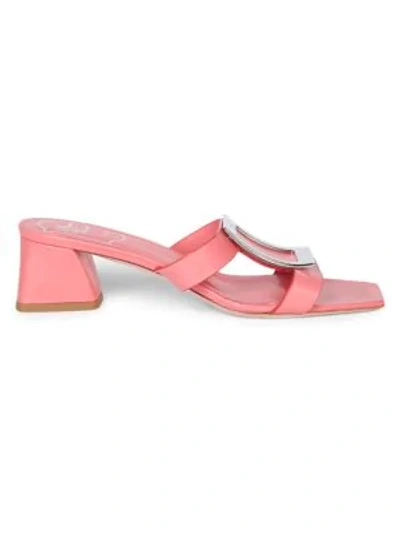 Shop Roger Vivier Bikiviv Leather Mules In Pink