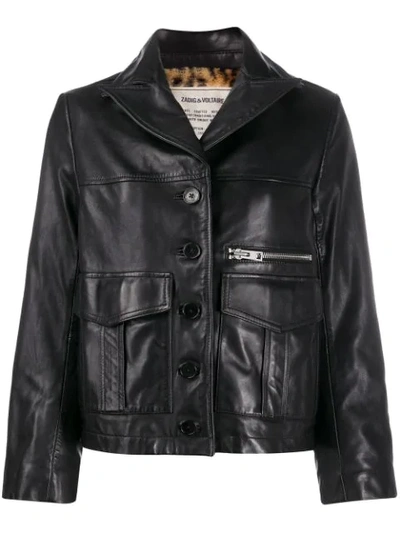 Shop Zadig & Voltaire Lila Cuir Jacket In Black