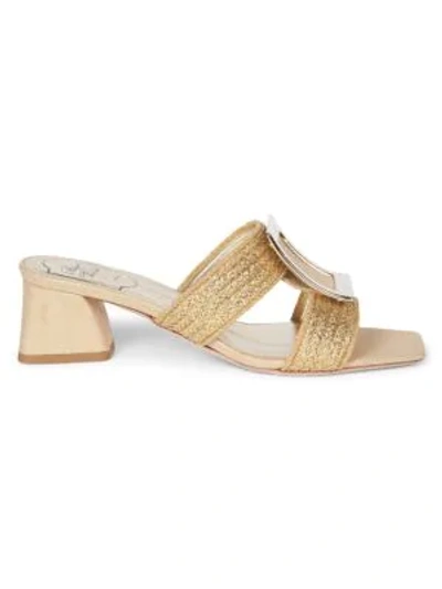 Shop Roger Vivier Bikiviv Woven Metallic Mules In Gold