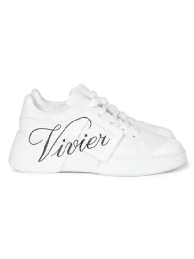 Shop Roger Vivier Viv Skate Logo Leather Sneakers In White Black