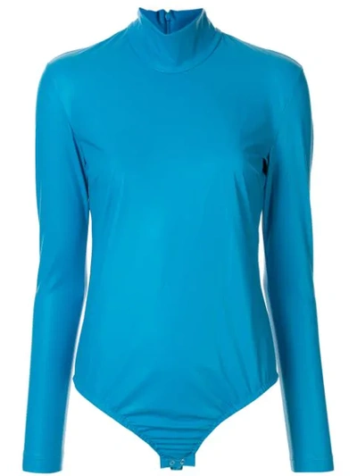 Shop Facetasm Long-sleeve Playsuit In Blue