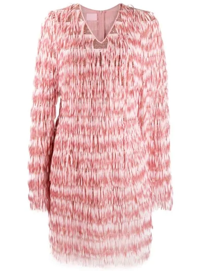 Shop Giamba Fringed Sequin-embellished Dress In Pink