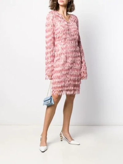 Shop Giamba Fringed Sequin-embellished Dress In Pink