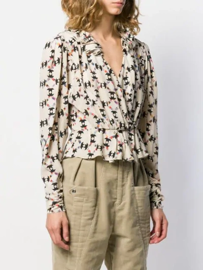 Shop Isabel Marant Printed Blouse In Neutrals