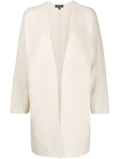Shop Theory Whipstitch Cocoon Cardi-coat In Neutrals