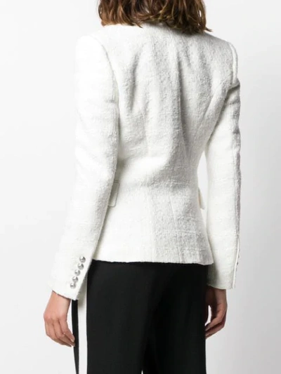 Shop Balmain Single-button Tweed Blazer In White