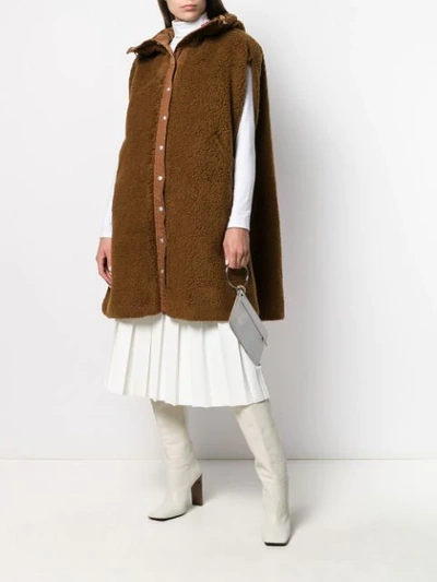 Shop Courrèges Sleeveless Coat In Brown