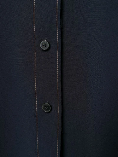 Shop Alberto Biani Crepe-panelled Satin Shirt In Blue