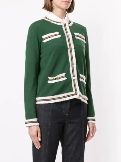 Shop Tory Burch Kendra Fringed Cardigan In Green