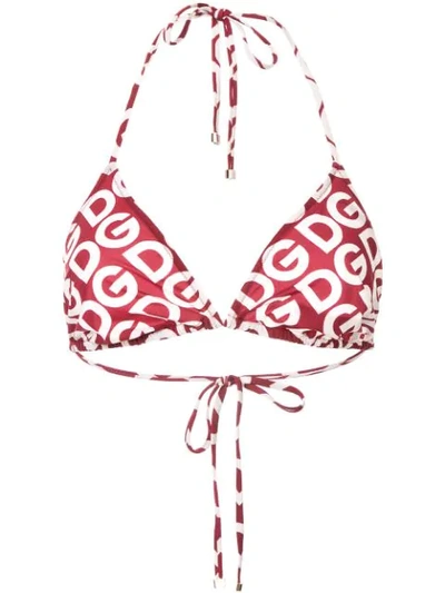 Shop Dolce & Gabbana Logo Bikini In Red