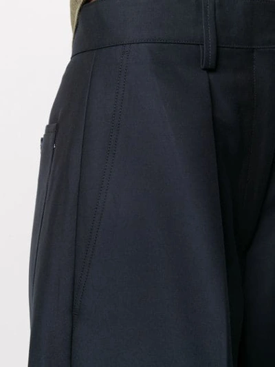 Shop Jacquemus Pleated Details Palazzo Trousers In Blue