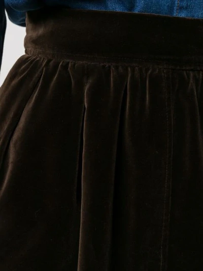 Pre-owned Saint Laurent 1970's Velvet Effect Gathered Skirt In Brown