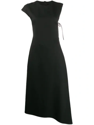 Shop Erika Cavallini Asymmetric Midi Dress In Black