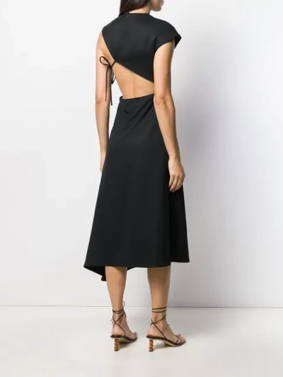 Shop Erika Cavallini Asymmetric Midi Dress In Black