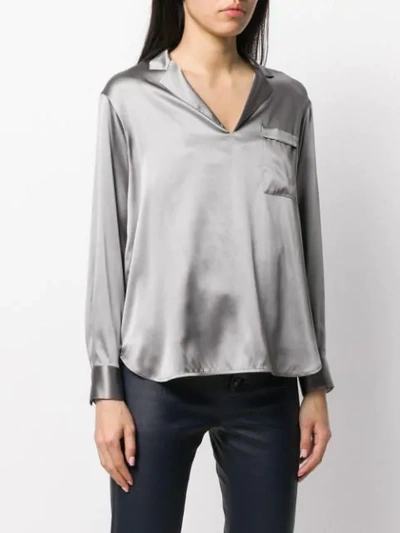 Shop Peserico V-neck Metallic-effect Blouse In Grey