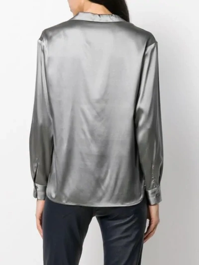 Shop Peserico V-neck Metallic-effect Blouse In Grey