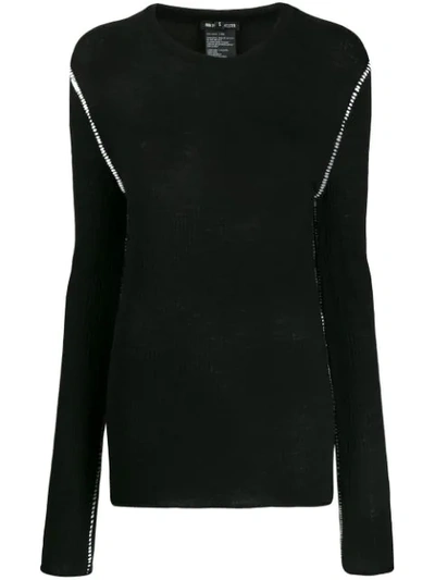 Shop Ann Demeulemeester Fine Knit Sweater In 098 - Black+ecru