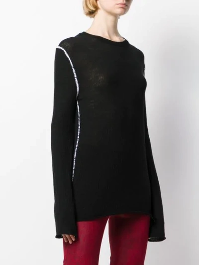 Shop Ann Demeulemeester Fine Knit Sweater In 098 - Black+ecru