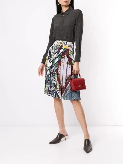 Shop Tory Burch Pleated Floral-print Skirt In Blue