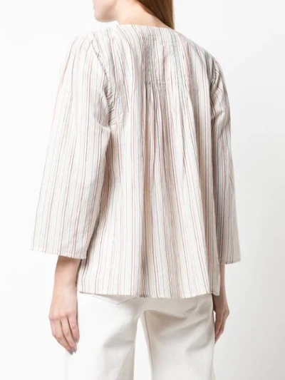 Shop Apiece Apart Striped Loose Fit Blouse In White