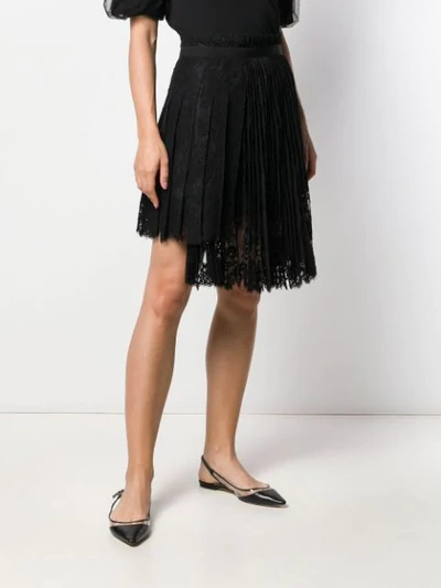 Shop Ermanno Scervino Pleated Lace Skirt In 95708 Black
