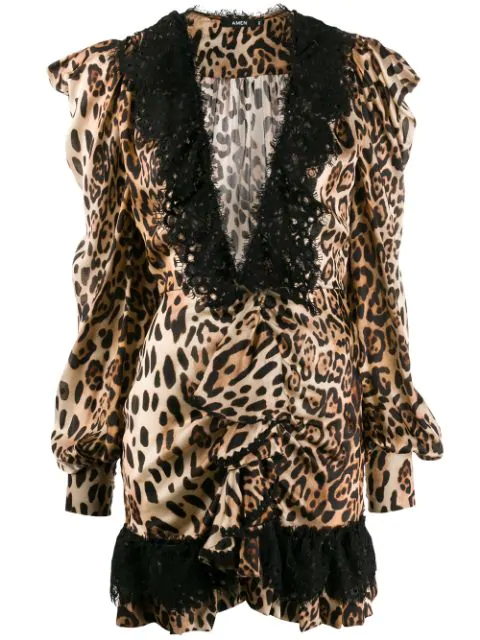 v neck leopard print dress