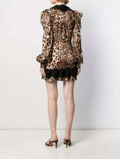 Shop Amen Deep V-neck Leopard Print Dress In Neutrals