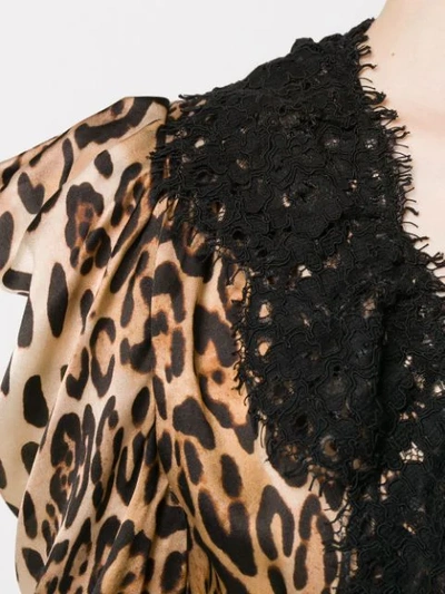 Shop Amen Deep V-neck Leopard Print Dress In Neutrals