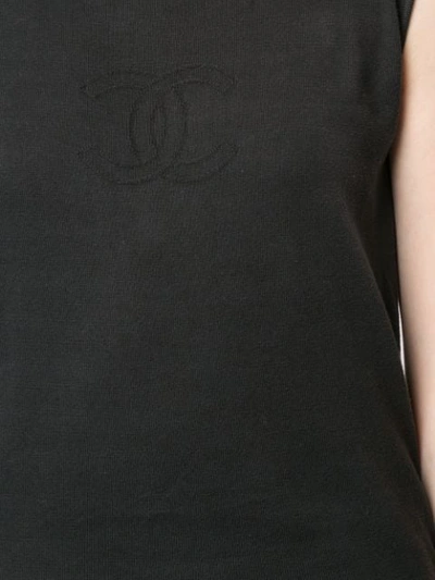 Pre-owned Chanel Stitched Interlocking Cc Logo Tank In Black