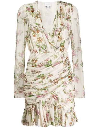 Shop Giambattista Valli Floral Long-sleeve Dress In Neutrals