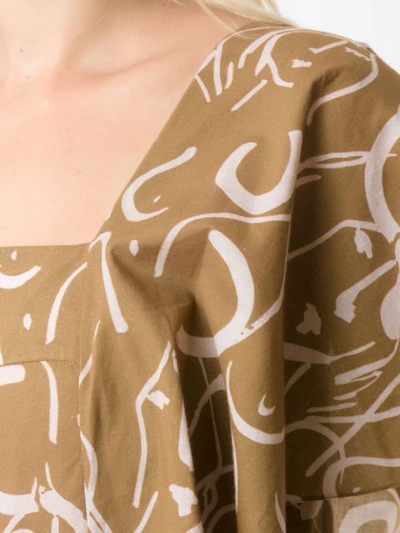 Shop Andrea Marques Printed Ruffle Sleeves Blouse In Brown