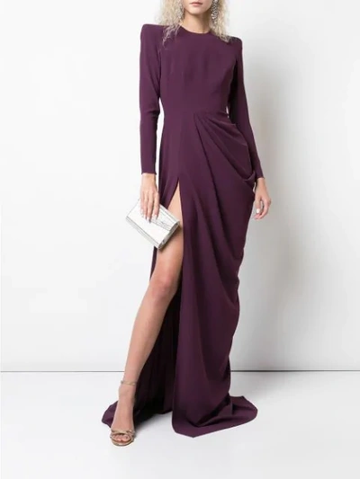 Shop Alex Perry Side Slit Evening Gown In Purple