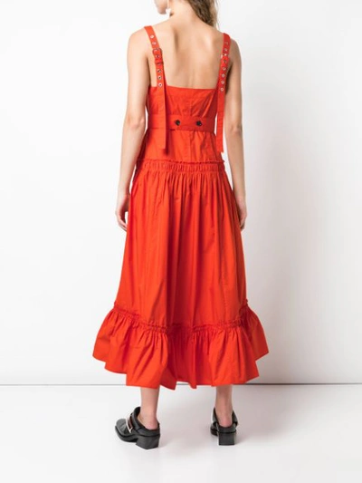 Shop Proenza Schouler Sleeveless Tiered Cotton Poplin Dress In Orange