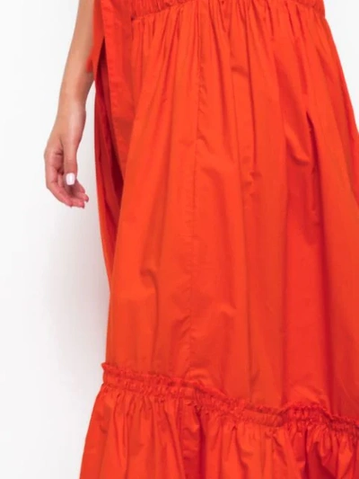 Shop Proenza Schouler Sleeveless Tiered Cotton Poplin Dress In Orange