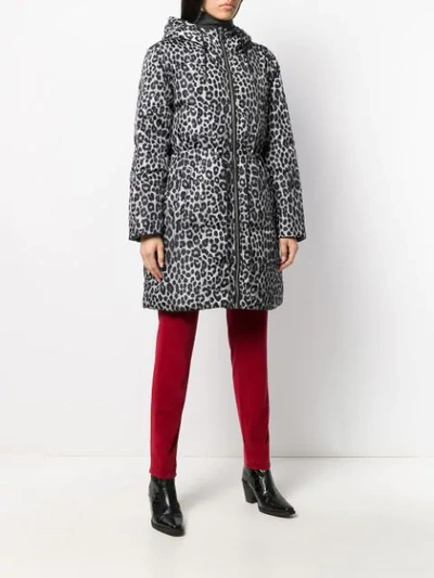 Michael Michael Kors Animal Print Reversible Down Jacket In Black
