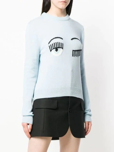 Shop Chiara Ferragni Flirting Embroidered Sweater In Blue