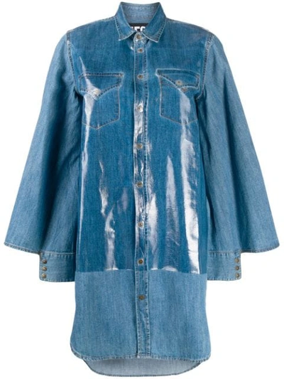 Shop Diesel Oversized Denim Shirt Dress In Blue