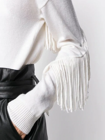 Shop Pinko Fringed Trim Jumper In White