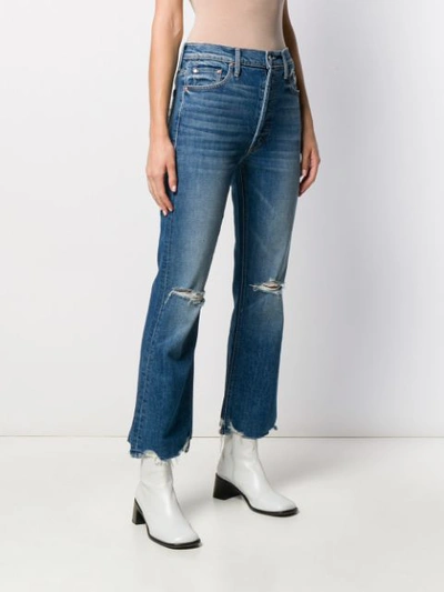 Shop Mother Ripped Flared Jeans In Blue