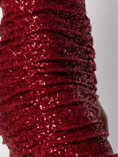 Shop Dolce & Gabbana Sequin-embellished Draped Gown In Red