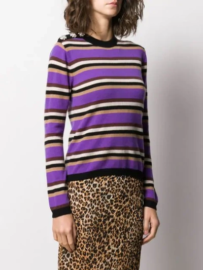 Shop Ganni Cashmere Striped Jumper In Purple