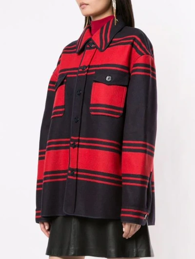 Shop N°21 Striped Shirt Jacket In Red