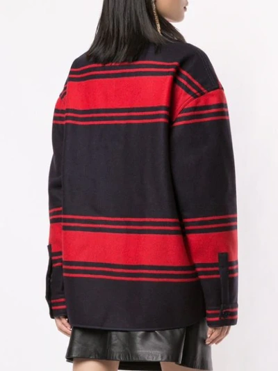 Shop N°21 Striped Shirt Jacket In Red