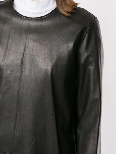 Pre-owned Hermes  Elongated Leather Long-sleeved Blouse In Black