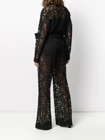 Shop Valentino Floral Lace Belted Jumpsuit In Black