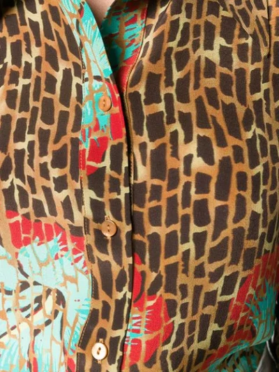 Shop Rixo London Jamie Giraffe Print Shirt In Brown