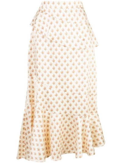 Shop Alexa Chung Ossie Tiered Floral Skirt In White