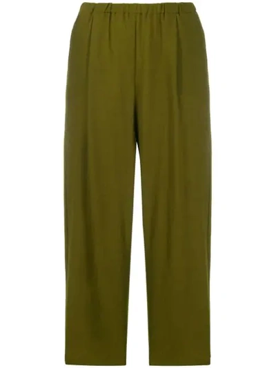 Shop Apuntob Patch Pocket Cropped Trousers In Green