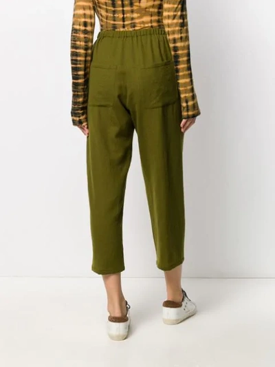 Shop Apuntob Patch Pocket Cropped Trousers In Green